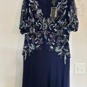MOVING SALE: NWT Adrianna Papell Womens Navy Chiffon Formal Evening Gown
